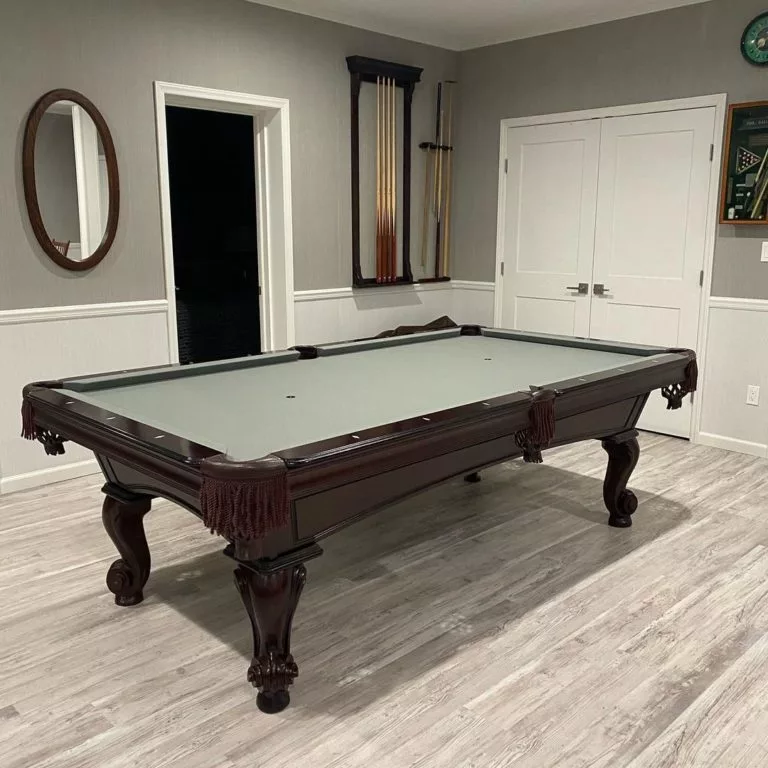 custom pool table in home basement